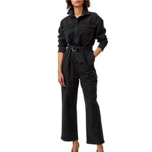 NWT GESTUZ Long Sleeve Utility Denim Jumpsuit in Washed Black Size 36 / 4 $260